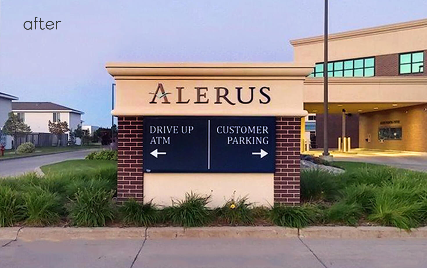 Alerus Financial Center Fargo ND Directional Monument Faux Brick Base