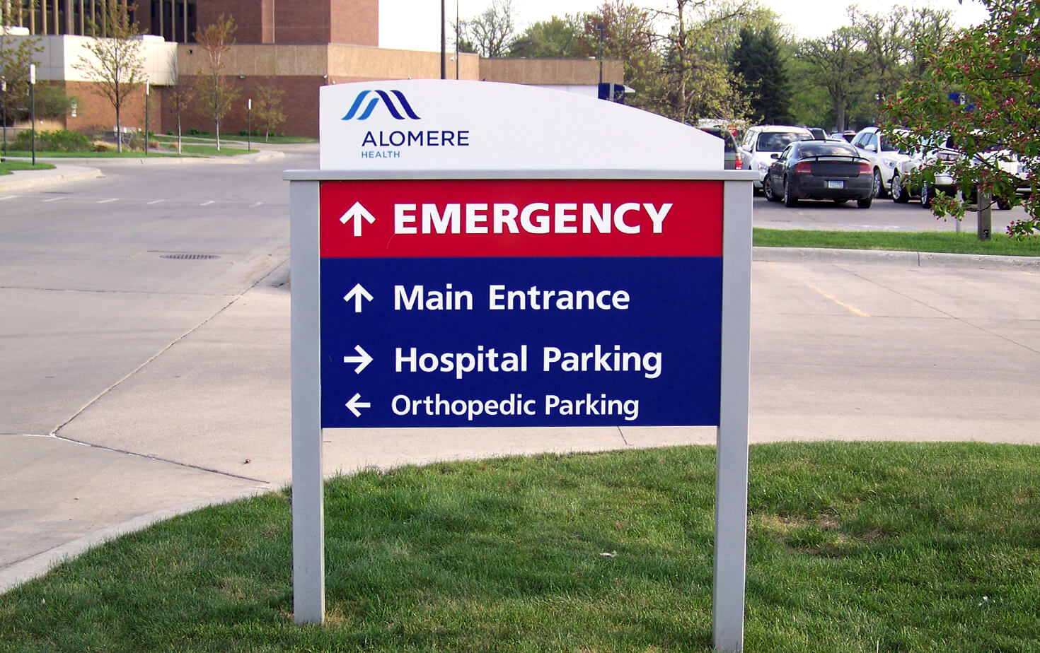 Alomere Health Alexandria MN Post and Panel Emergency Directional Sign