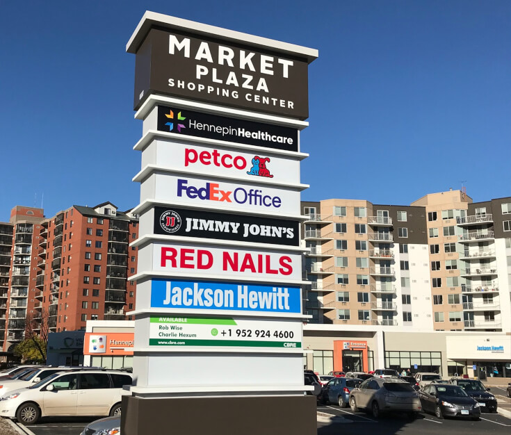 Market Plaza Shopping Center Pylon Sign Richfield MN