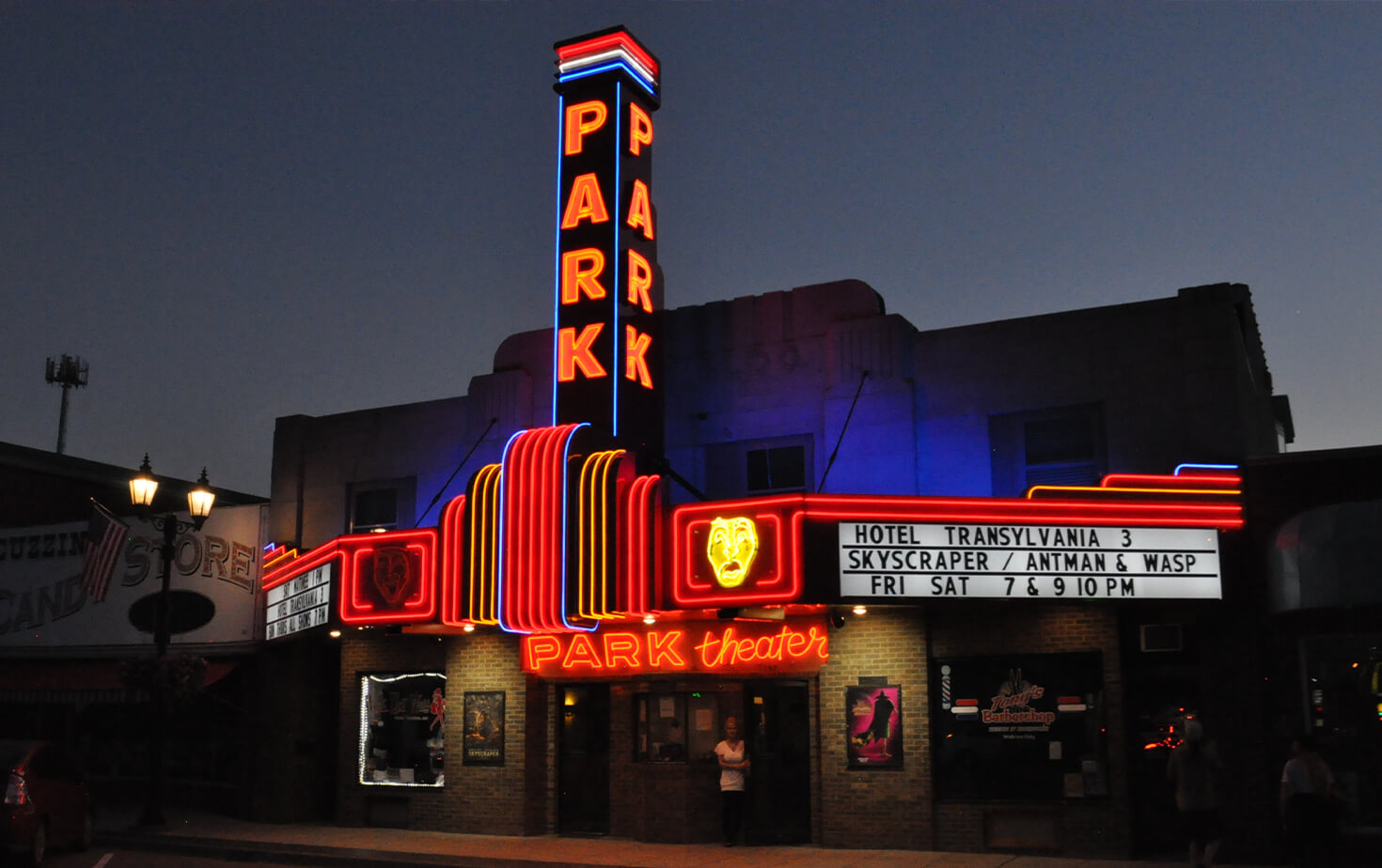 Park Rapids Theater Custom LED marquee sign at night