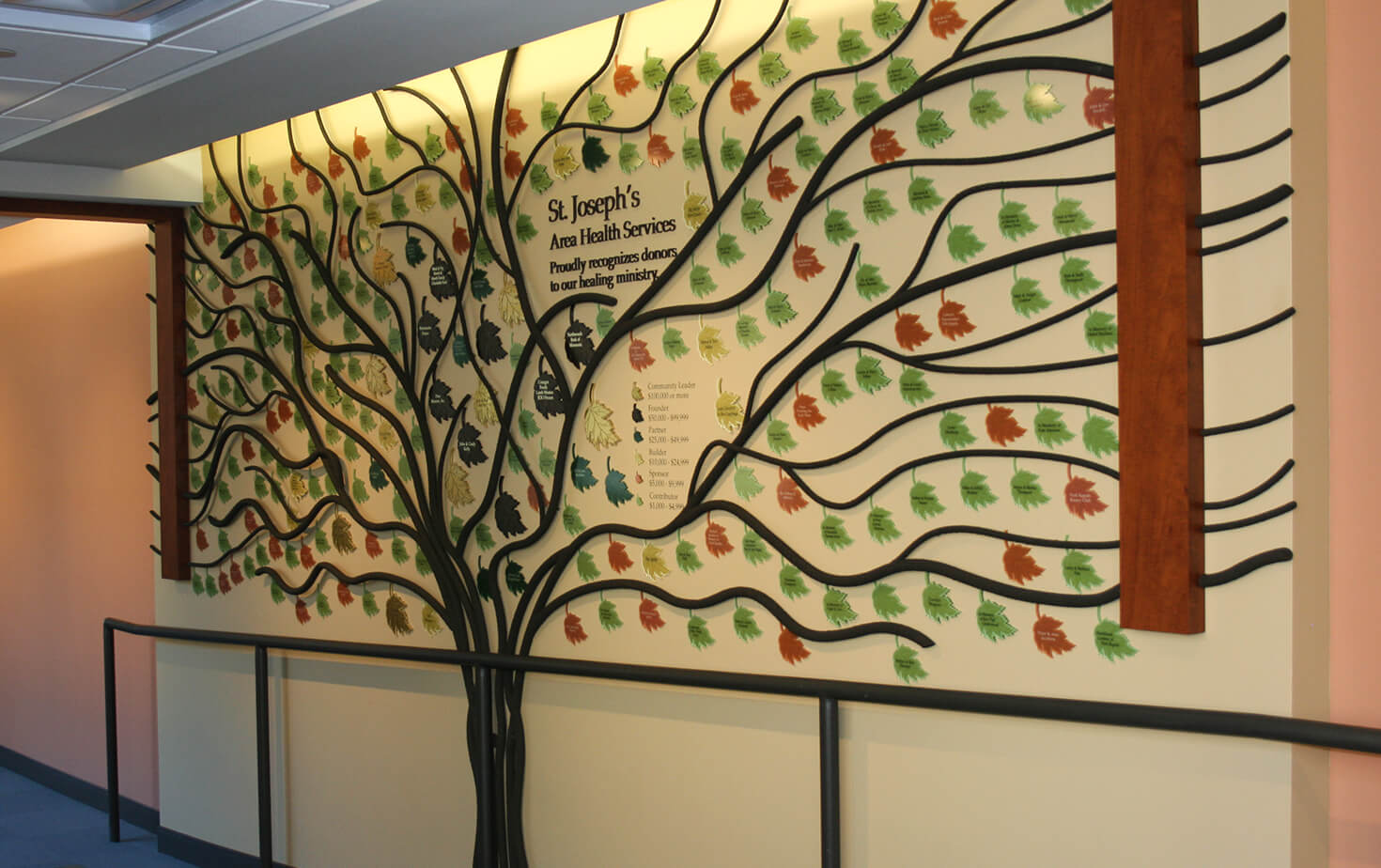St Joseph's Area Health Services Donar Display wall Tree with Leaves