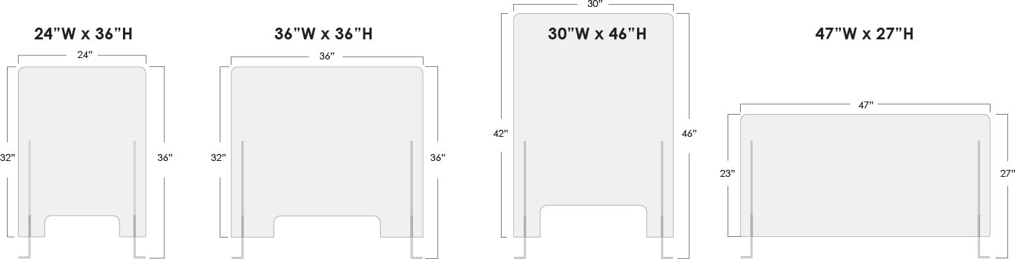 Covid Barrier standard sizing templates