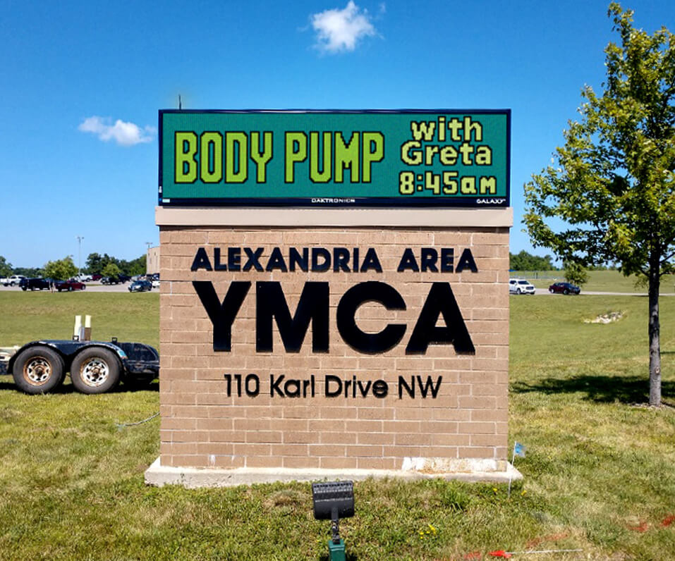 Alexandria MN YMCA Monument Signs with full color digital display