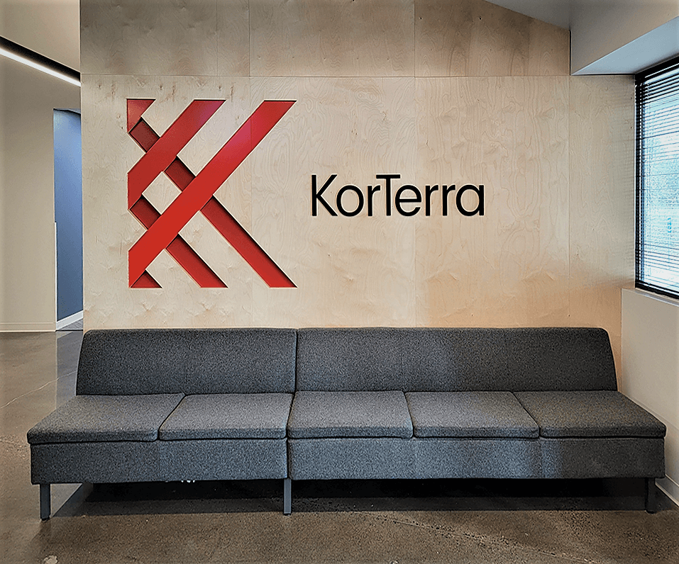 Interior Logo with custom colors in lobby area unique texture KorTerra