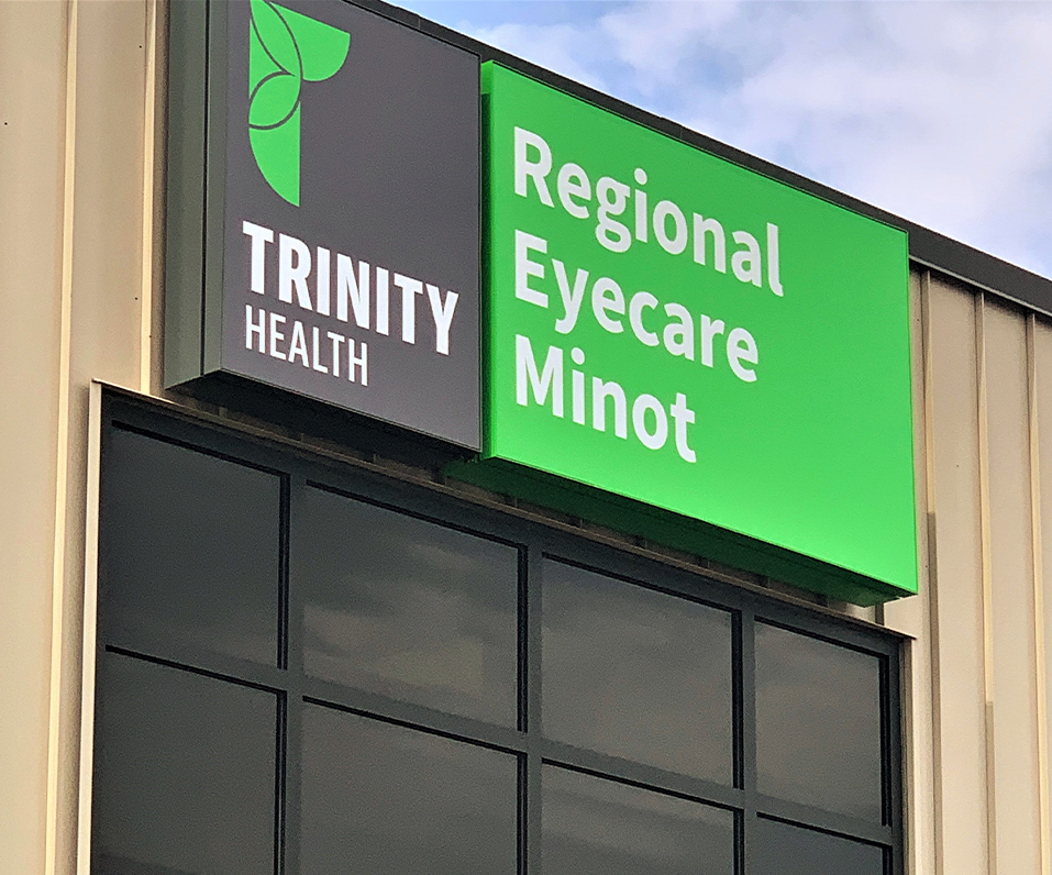 Trinity Health Minot ND Building Signage for Regional Eyecare